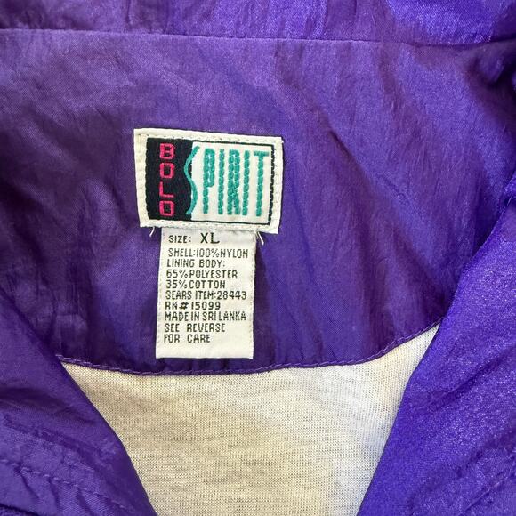 Vintage 80s 90s Windbreaker Jacket XL Embroidered Purple Gold - Picture 5 of 9